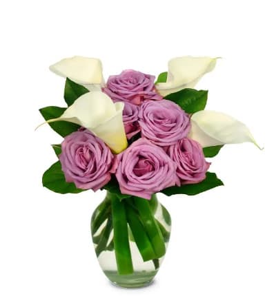 6  Purple Roses
 * 4 Calla Lilies