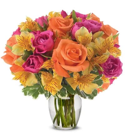 * Pink Roses
* Orange Roses
* Yellow Alstroemeria